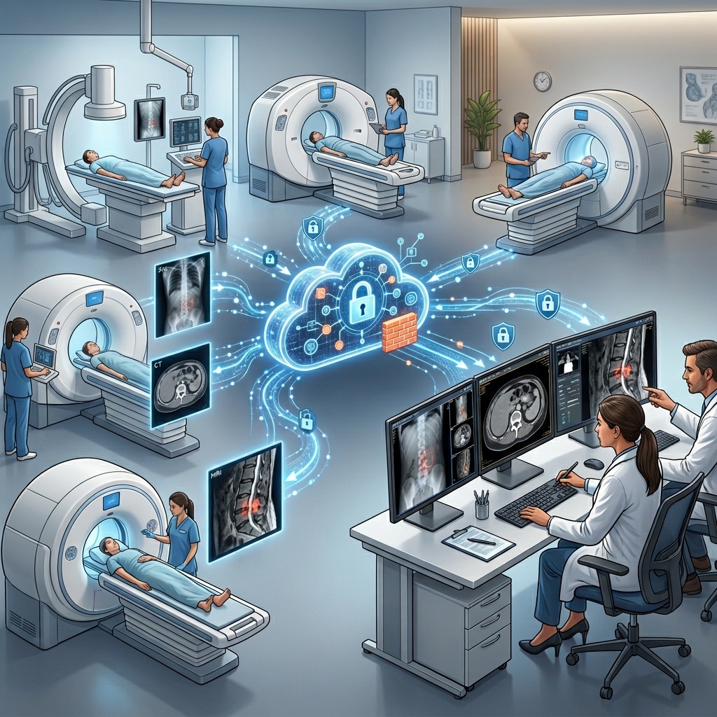 Bone lesion imaging studies transferred through cloud PACS for remote specialist review - PostiDICOM